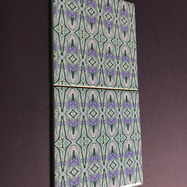 Deco Style Charcoal and Lilac Bathroom or Kitchen Tiles -  Ceramic Hand Printed Tiles