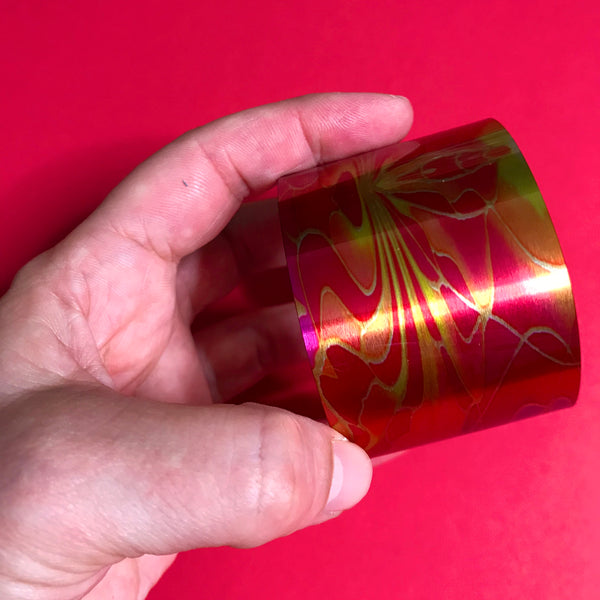 Red Pink Yellow Contemporary Bracelet - easy wear lightweight aluminium.