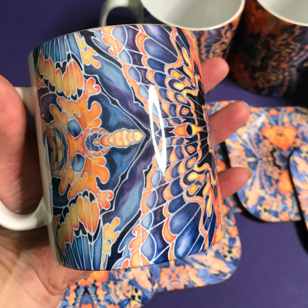 Contemporary Grey Blue Orange Placemats & Coasters - Table Mats -