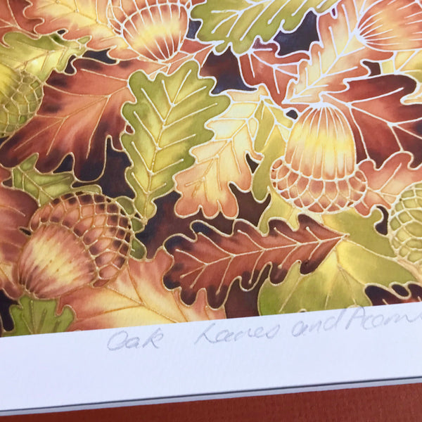 Oak Leaves and Acorns Art Print - Autumn Leaves Living Room Art