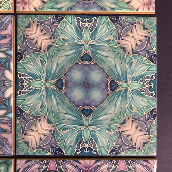 Pretty Pastel Mixed Set of 50 Ceramic Tiles - Pastel Blue Green Lilac Turquoise Bright Bohemian Kitchen Tiles