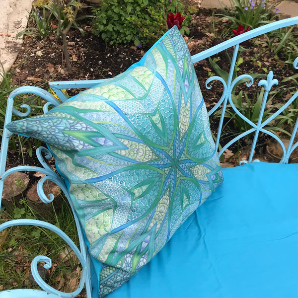 Sea Green Showerproof Cushion - Showerproof Garden Cushions - Blue green turquoise Cushion