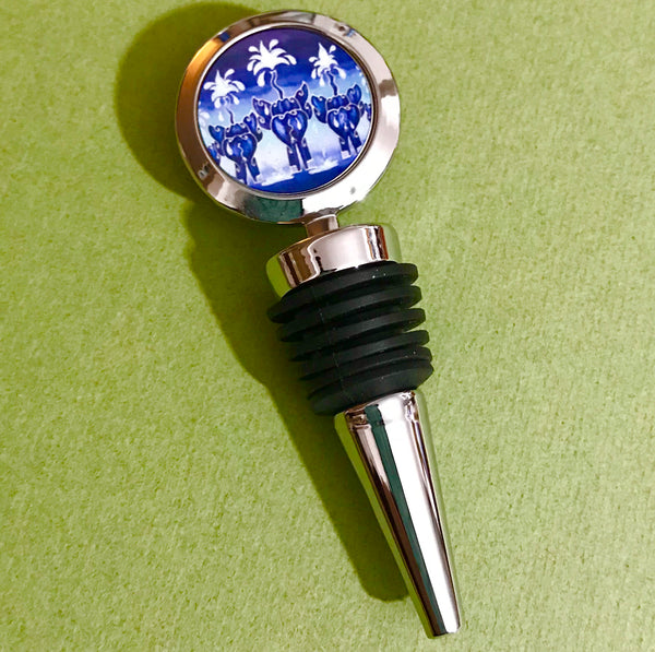 Elephant Wine Bottle Stopper - Blue Elephant Bottle Bung - Fun Animal Lovers Gift