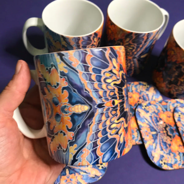 Contemporary Grey Blue Orange Placemats & Coasters - Table Mats -