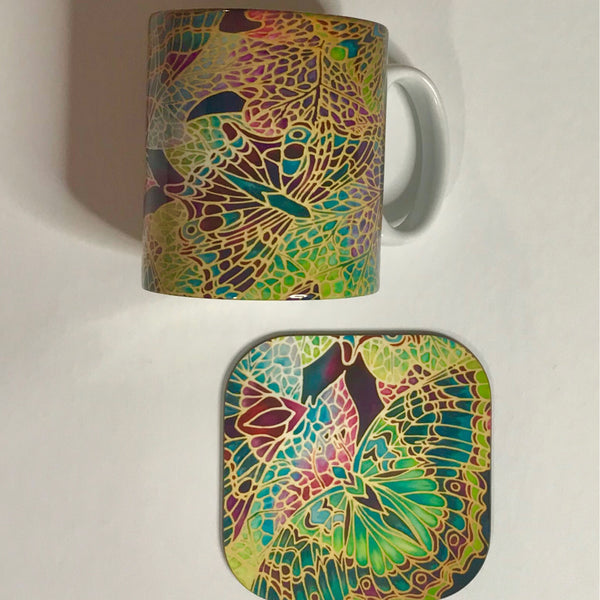 Plum Green Table Mats - Beautiful Butterfly place mats - Green butterfly chopping boards