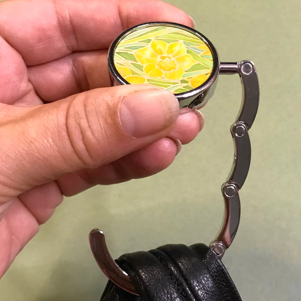 Spring Daffodils hand bag hanger - flower lovers gift for her