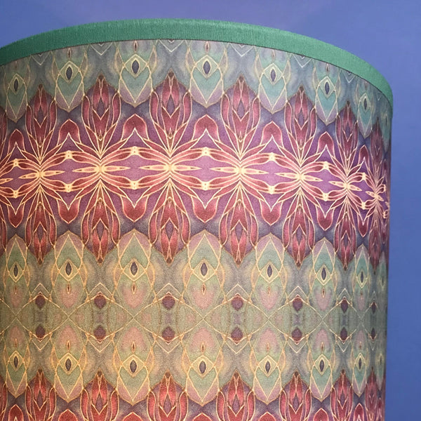 Purple Turkish Blue Persian Orchid Contemporary Lamp Shade - Mediterranean Blue Drum Shade - Atmospheric lighting