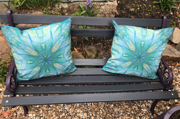 Sea Green Showerproof Cushion - Showerproof Garden Cushions - Blue green turquoise Cushion