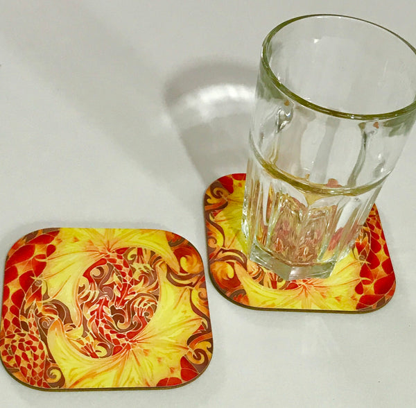 Dramatic Dragons Coaster - Mythical Beasts Lovers Gift - Red Dragon Coaster