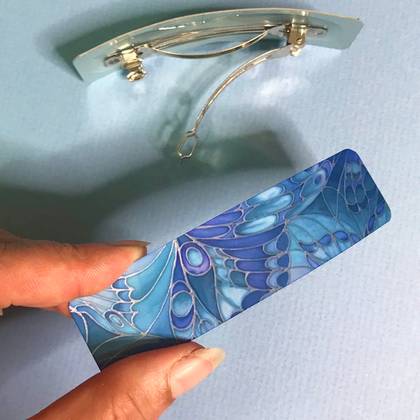 Blue Butterflies hair clip, barette, hairslide, stocking filler, gift for her, gift for woman, gifts for girls, pretty presents.