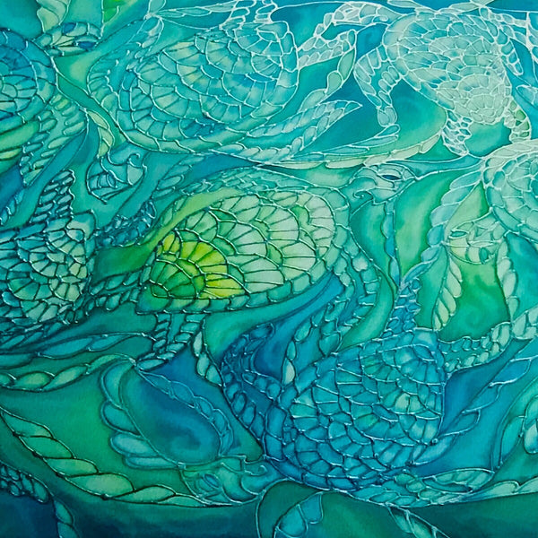 Green turtles Signed Print - Turles swimming in the Sea - Sea Green Turtle Print - Bathroom Art