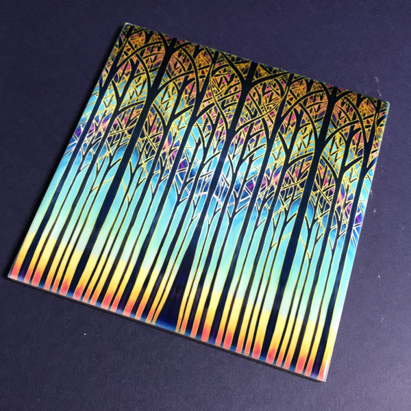 Cathedral Trees Ceramic Tiles - Multi coloured Bohemian  Ceramic Printed Tiles