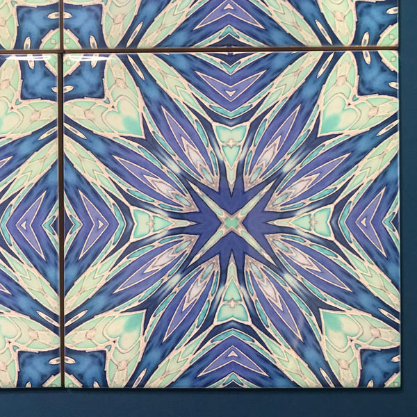 Sea Star Blue Aqua Green Ceramic Tiles -  Ceramic Hand Printed Tiles