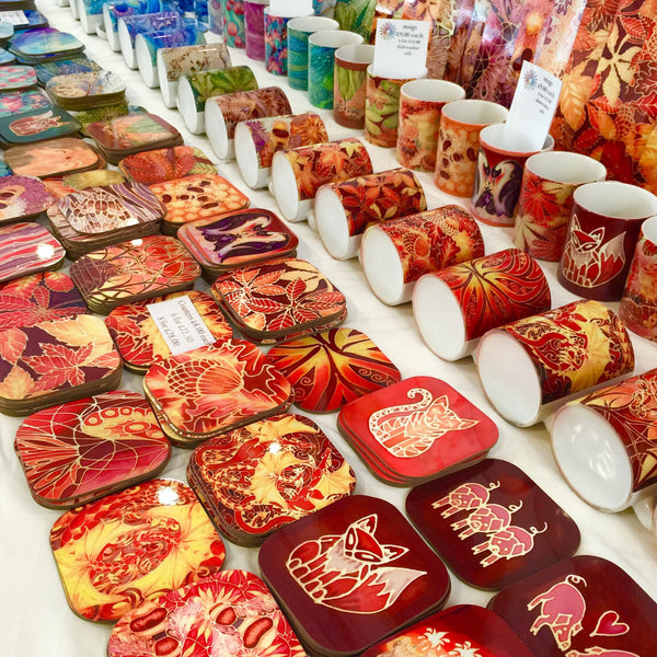 Red Elipse Placemats & coasters - Red glass chopping boards - Red Serving Trays