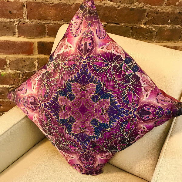 Plum Velvet Butterflies Cushion - Luxury Velvet Fabric - Deep Plum Butterflies pillow