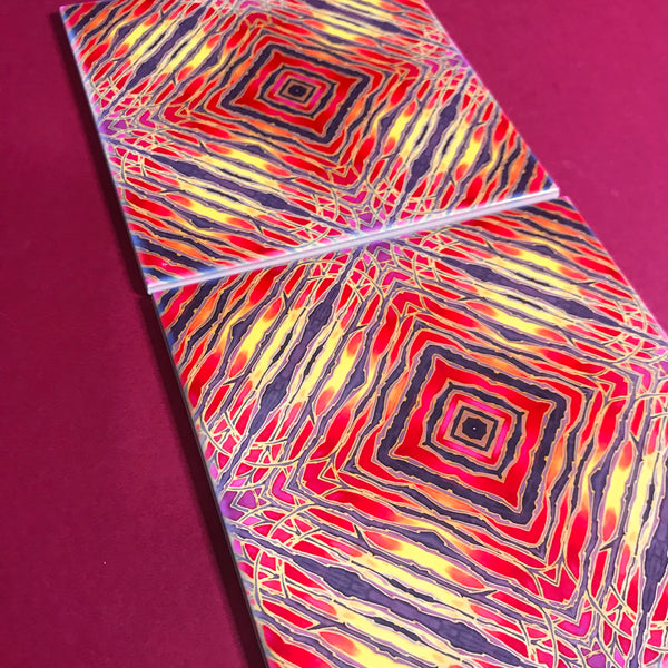 Red Diamond Trees Ceramic Tiles - Sunset coloured Bohemian  Ceramic Printed Tiles