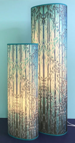Into the Woods Contemporary Floor Lamp  - Tranquil Light Art Lamp - Blue Turquoise Aqua trees Lamp