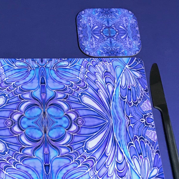 Soft Blue Lilac Butterfly Placemats and Coasters - Table Mats & Coasters, Blue Glass Chopping Boards