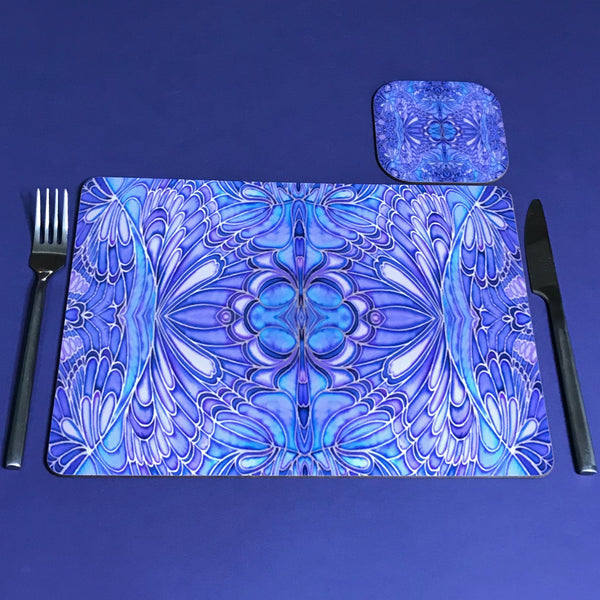 Soft Blue Lilac Butterfly Placemats and Coasters - Table Mats & Coasters, Blue Glass Chopping Boards