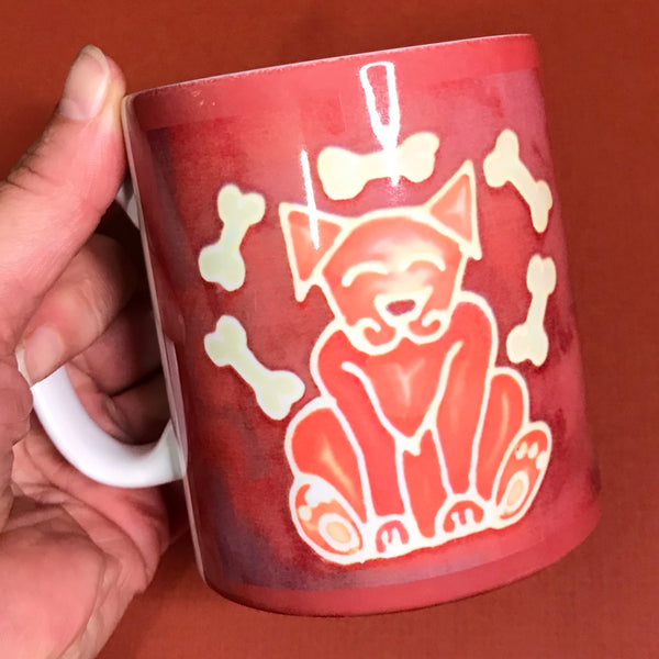 Smiley Dog and his Bones Fun Mug and Coaster box set or mug only - Russet Mug Set - Mug Gift