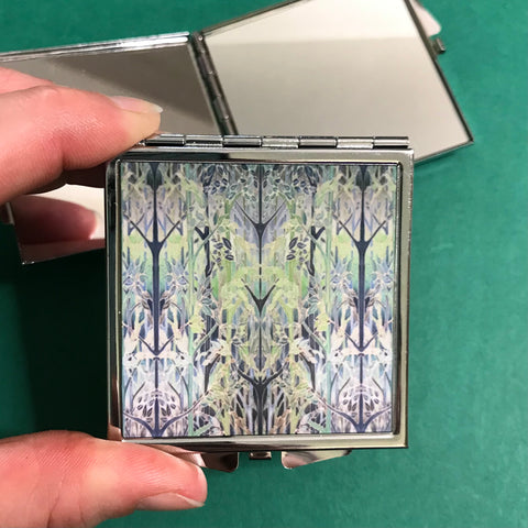 Forest Meditation Pocket Mirror - Cool Green Handbag Mirror - Gift for Her