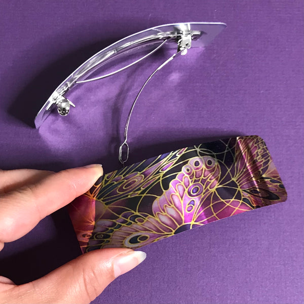Plum Butterflies Large hair clip, barette, hairslide, stocking filler, gift for her, gift for woman, gifts for girls, pretty presents.