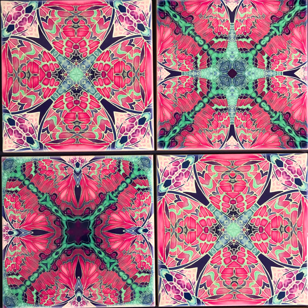 Pink Contemporary Mixed Tiles Set - Pink Mint Tiles - Beautiful Tile - Bohemian Tiles