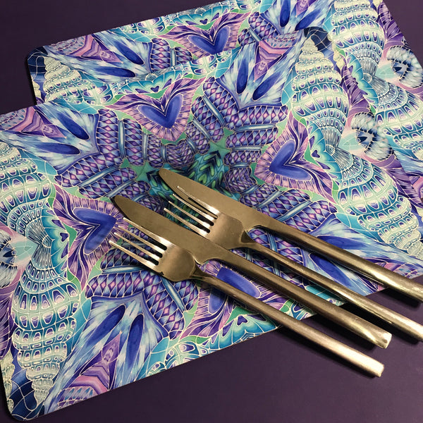 Persian Design Table Mats and Coasters - High Quality Table Mats - Blue Purple Green Tableware