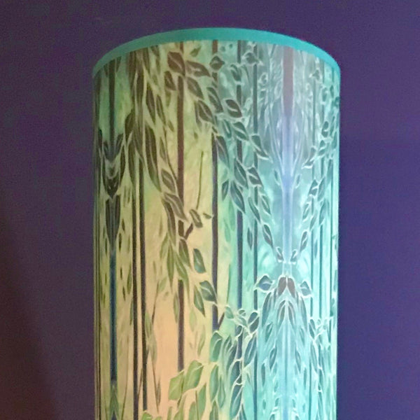 Into the Woods Contemporary Floor Lamp  - Tranquil Light Art Lamp - Blue Turquoise Aqua trees Lamp