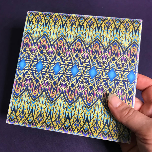 Arts and Crafts look Cathedral Tall Window Ceramic Tiles - Multi coloured Bohemian  Ceramic Printed Tiles