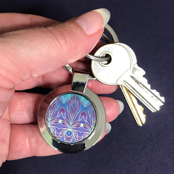 Persian Orchid Key Ring - Purple and Turkish Blue Gift for Her - Present for Mum