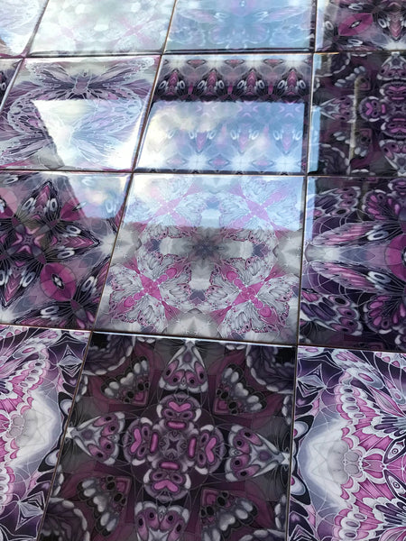 Gothic Mixed Set of 20 Ceramic Tiles - Purple Black Charcoal Kitchen Tiles