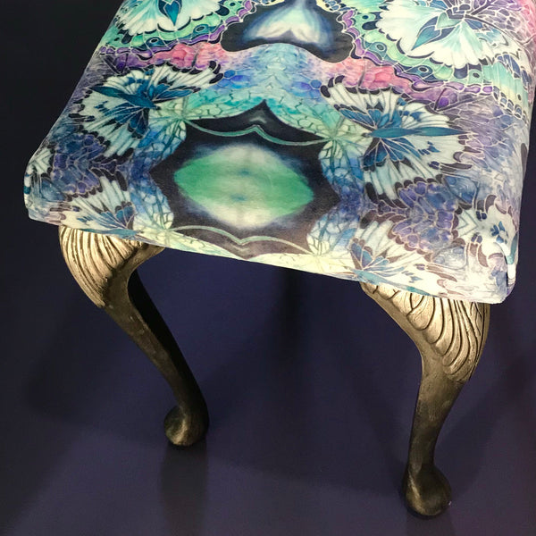 SOLD Luxury velvet dressing table stool - Footstool or Piano Stool- one off Bespoke Upholstery.