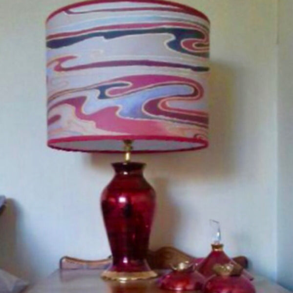 Contemporary Lamp Shade - red plum caramel Drum Shade - Atmospheric lamp Shade