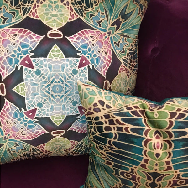 Green Butterfly Velvet Cushions. Green Lime Velvet Cushions