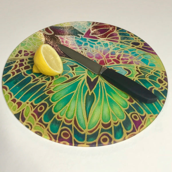 Plum Green Table Mats - Beautiful Butterfly place mats - Green butterfly chopping boards