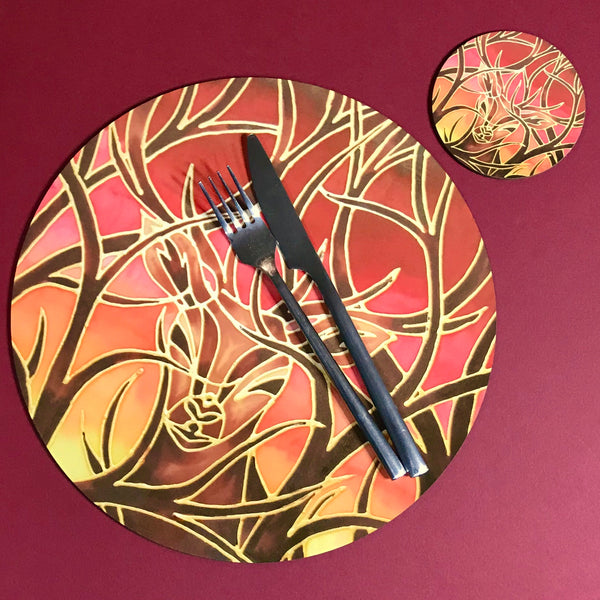 Dramatic Sun Dragons Round Table Mats & Coasters - Table Mats