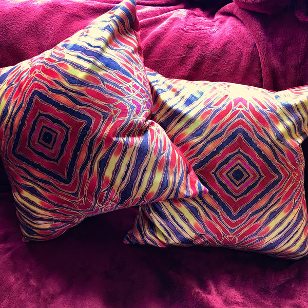 Contemporary Red  velvet Cushions - Reds Yellow Velvet Cushions