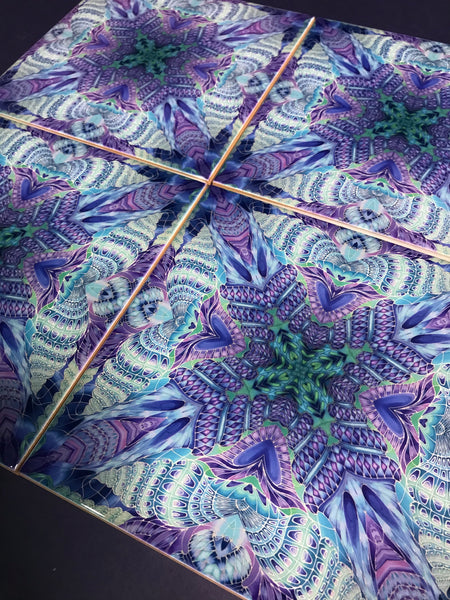 Shells kaleidescope Tiles - contemporary tile in blue green purple and turquoise 6x6"