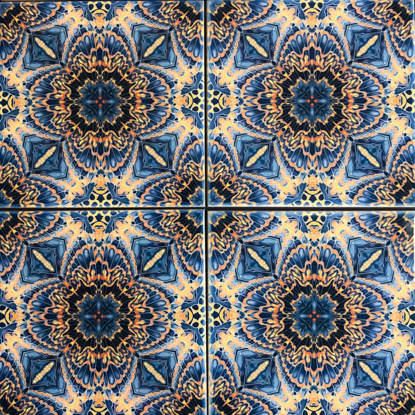 Contemporary Butterfly Tiles - Orange & Grey Ceramic Tiles - Beautiful Bohemian Printed Tiles