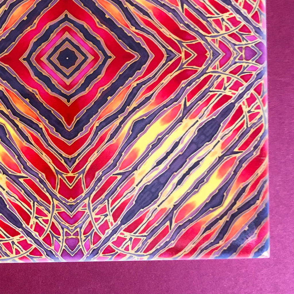 Red Diamond Trees Ceramic Tiles - Sunset coloured Bohemian  Ceramic Printed Tiles