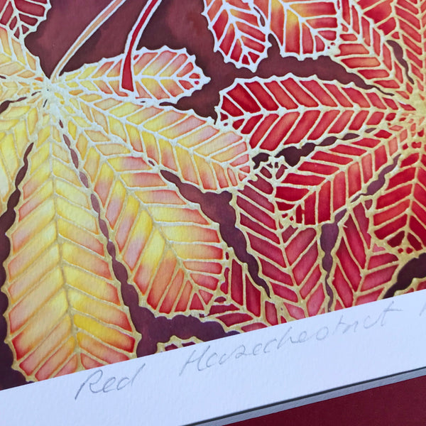 Autumnal Horsechestnut Leaves Print -  Ref Yellow Leaves Art Print - Red Yellow Red Print