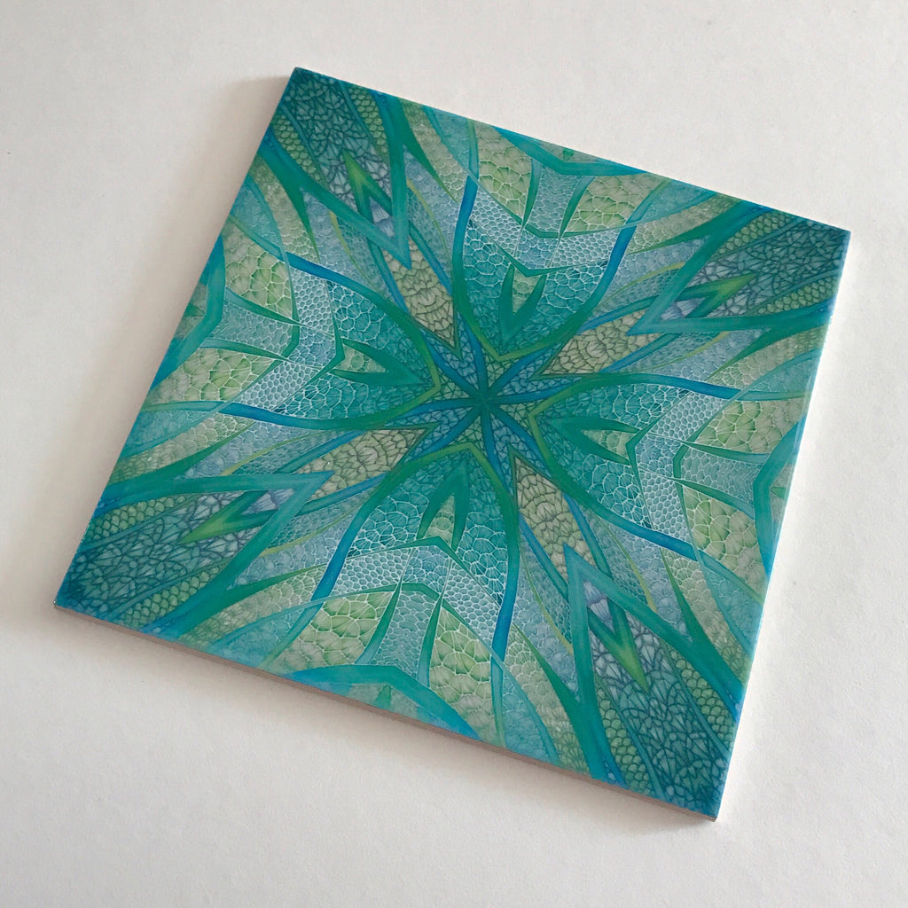 Contemporary Fish Tiles - Green Turquoise Tiles - Bohemian Ceramic Printed Tiles