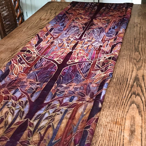 Rich Terracotta Rust Beaujolais Trees Designer Luxury Velvet fabric for curtains by the drop length needed