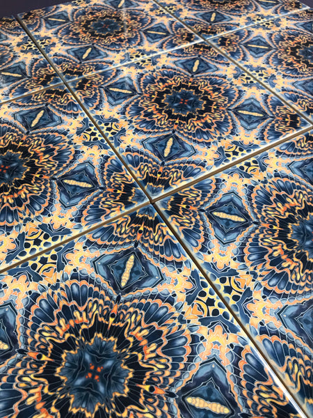 Contemporary Butterfly Tiles - Orange & Grey Ceramic Tiles - Beautiful Bohemian Printed Tiles