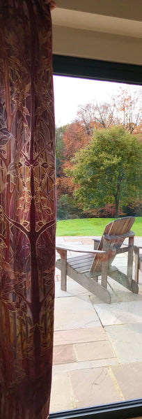 Rich Terracotta Rust Beaujolais Trees Designer Luxury Velvet fabric for curtains by the drop length needed