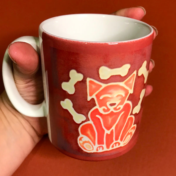 Smiley Dog and his Bones Fun Mug and Coaster box set or mug only - Russet Mug Set - Mug Gift