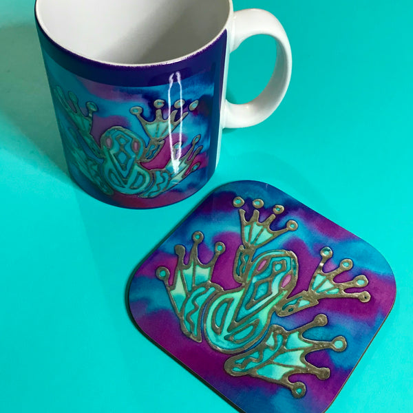 Frog Mug Set - Pondlife Mug Gift - Green Purple and Blue Seahorse