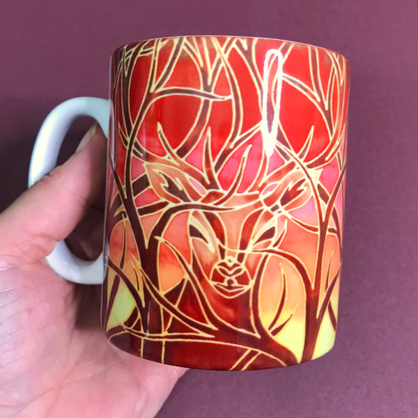 Stag Mug and Coaster box set or mug only - Red Mug Set - Wild Stag Mug Gift