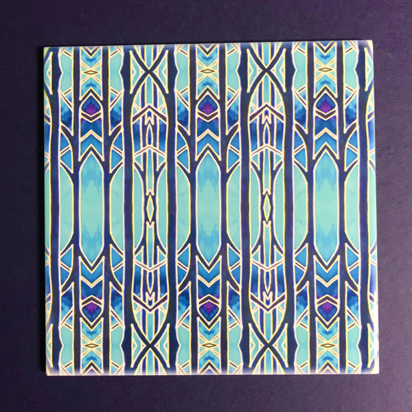 Celestial Blue Trees Ceramic Tiles -  Ceramic Hand Printed Tiles
